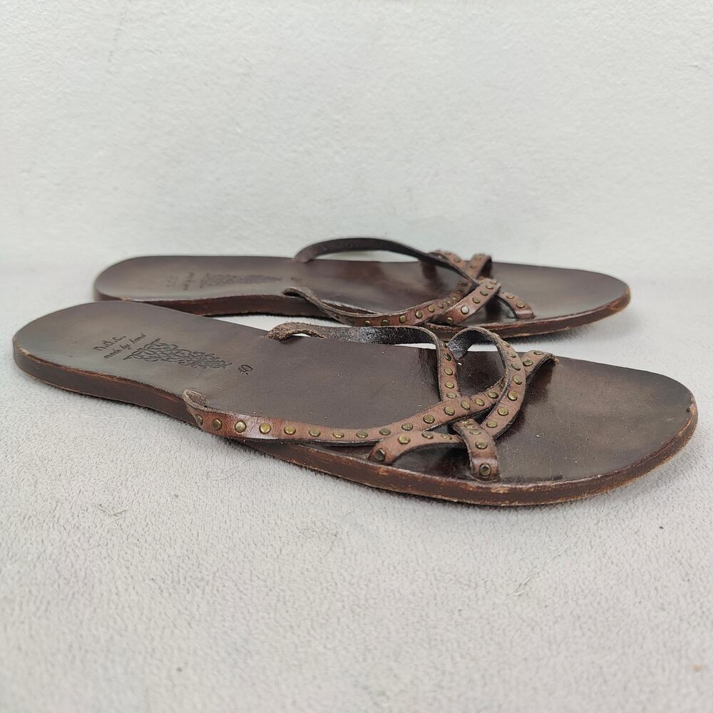 N.D.C. Made by Hand Sandals Womens 40 10 Brown Studded Leather‎ Slip On Flats